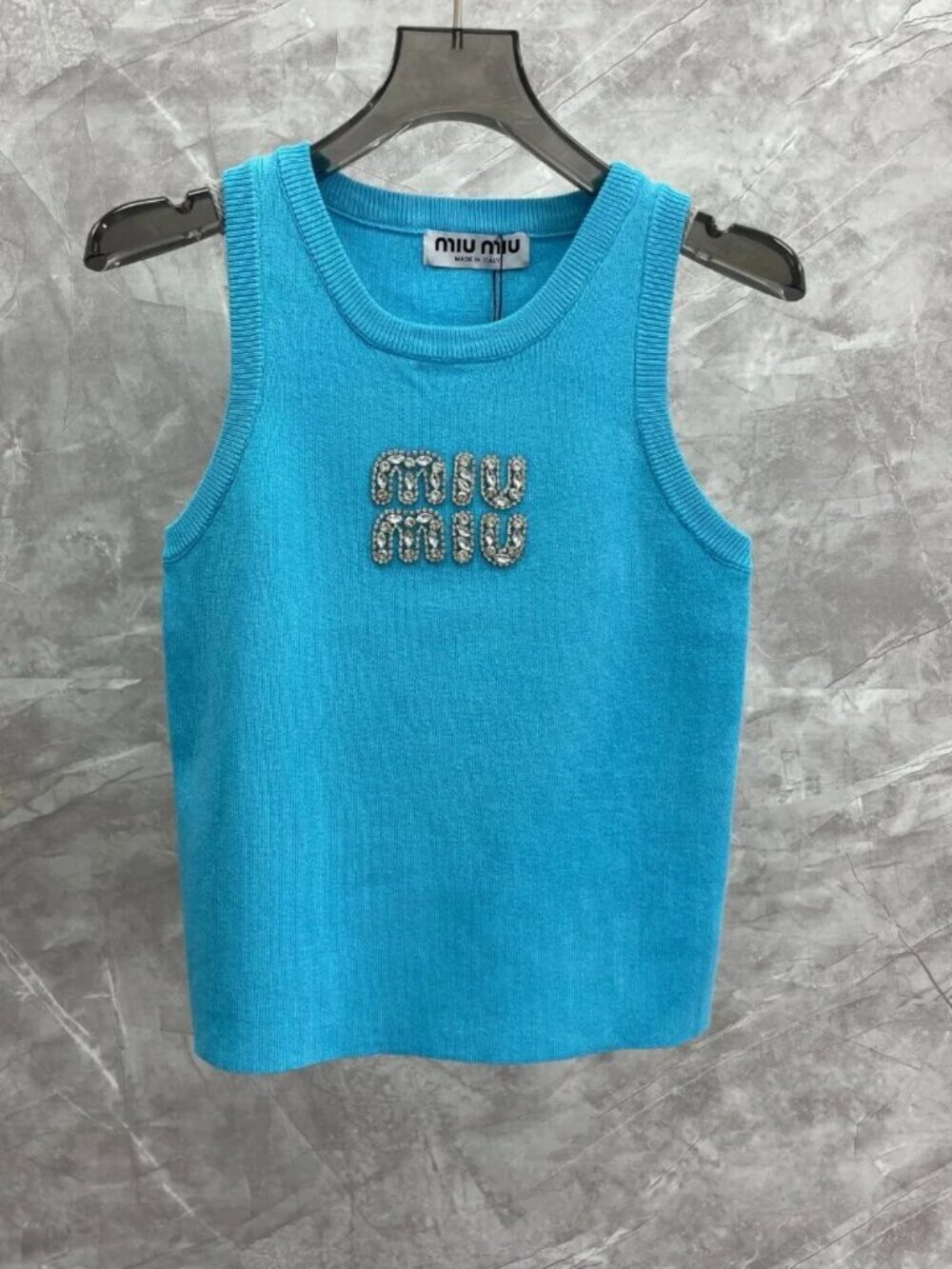 Miu Miu Knit Tank Top with Logo - Picture 1 of 7
